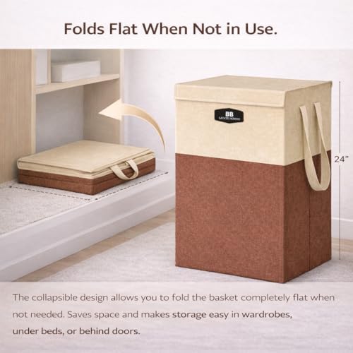 BB BACKBENCHERS Foldable Laundry Bag with Lid | 78L Large Storage Basket for Clothes, Toys & Blankets | Collapsible, Lightweight, Durable Fabric Hamper with Handles - Image 4