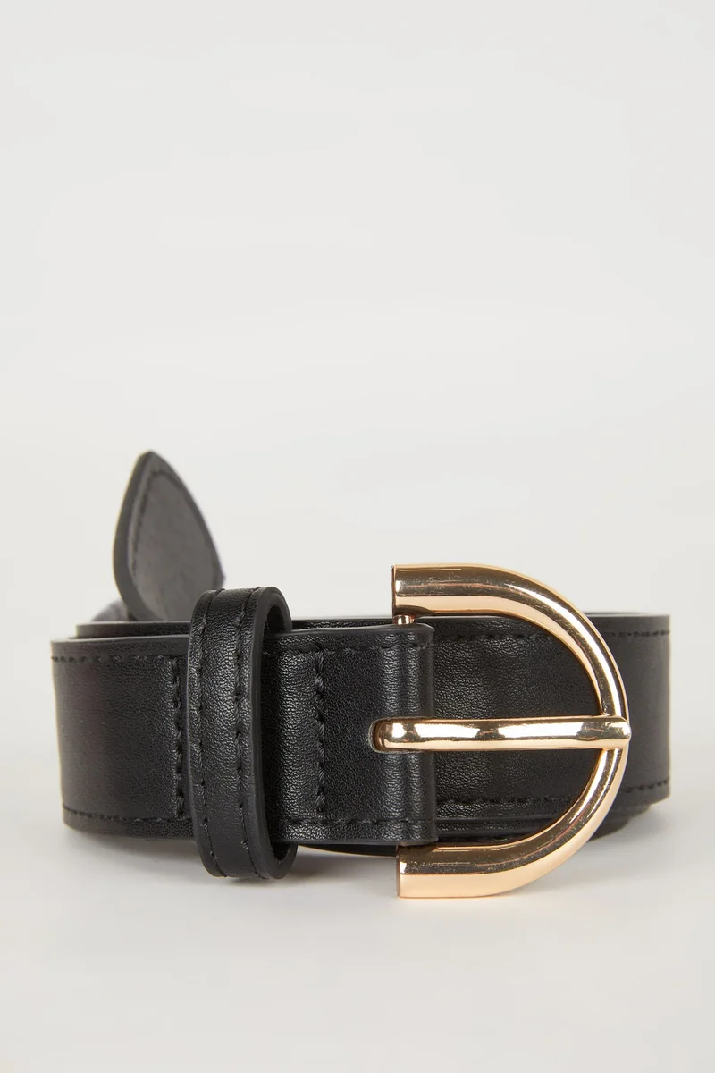Woman Faux Leather Denim Belt
