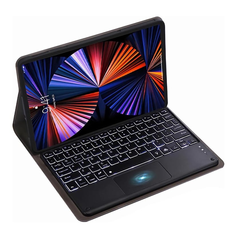 TECPHILE Keyboard Case for Samsung Galaxy Tab S9 FE 10.9”/ S9 / S8 / S7 11” Folio Cover with Multi-Gesture Touchpad, 7 Color Backlit, Magnetically Detachable Keyboard, Pencil Holder, Auto Sleep - Image 1