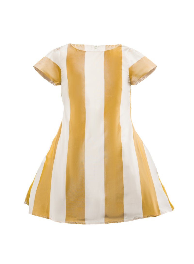 Queen GOLD STRIPE Girls Party Dress, Princess Dress Party Wear Wedding Evening Formal Pageant Dance Gown for Birthday Kid Girls Elegant - Image 3