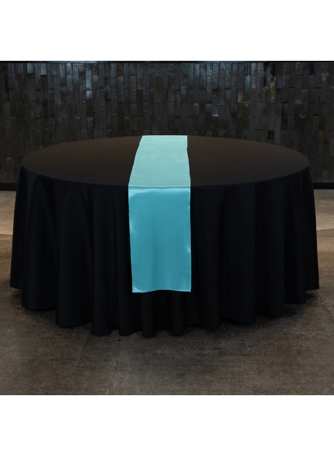 Restaurantware Table Tek 12 x 108 Inch Table Runners, 10 Satin Long Table Runners - Machine Washable, Decorative, Teal Polyester Party Table Runners, For Weddings And Events, - Image 4
