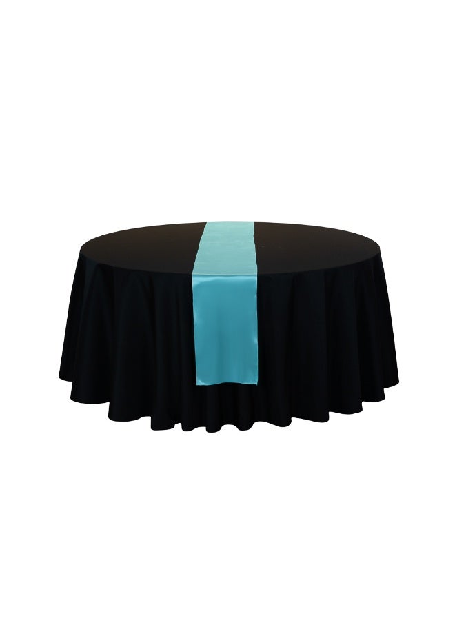 Restaurantware Table Tek 12 x 108 Inch Table Runners, 10 Satin Long Table Runners - Machine Washable, Decorative, Teal Polyester Party Table Runners, For Weddings And Events, - Image 2