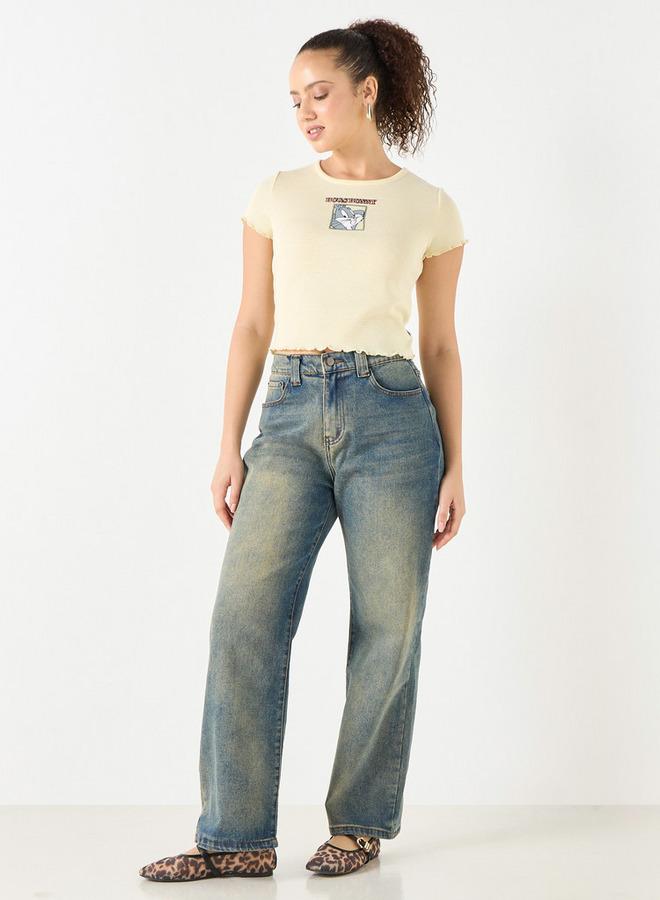 اس بي كاركترز تيشيرت بياقة مستديرة وأكمام قصيرة وطبعات باجز باني - Image 2