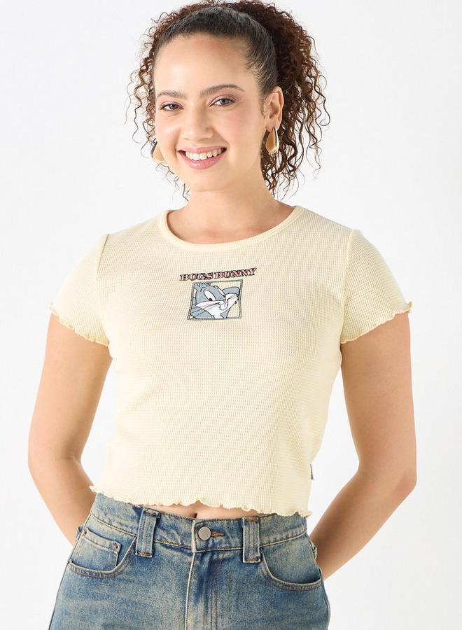 اس بي كاركترز تيشيرت بياقة مستديرة وأكمام قصيرة وطبعات باجز باني - Image 1