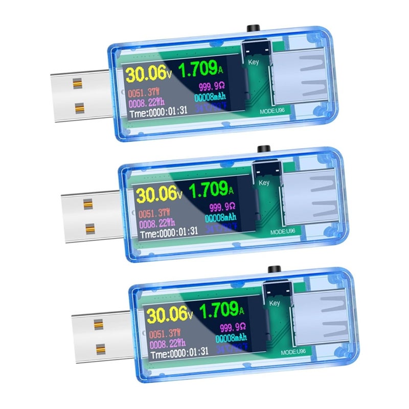 3 Pcs USB Voltage Tester Multimeter Accurate LCD Display for Power Capacity Monitoring - Image 1