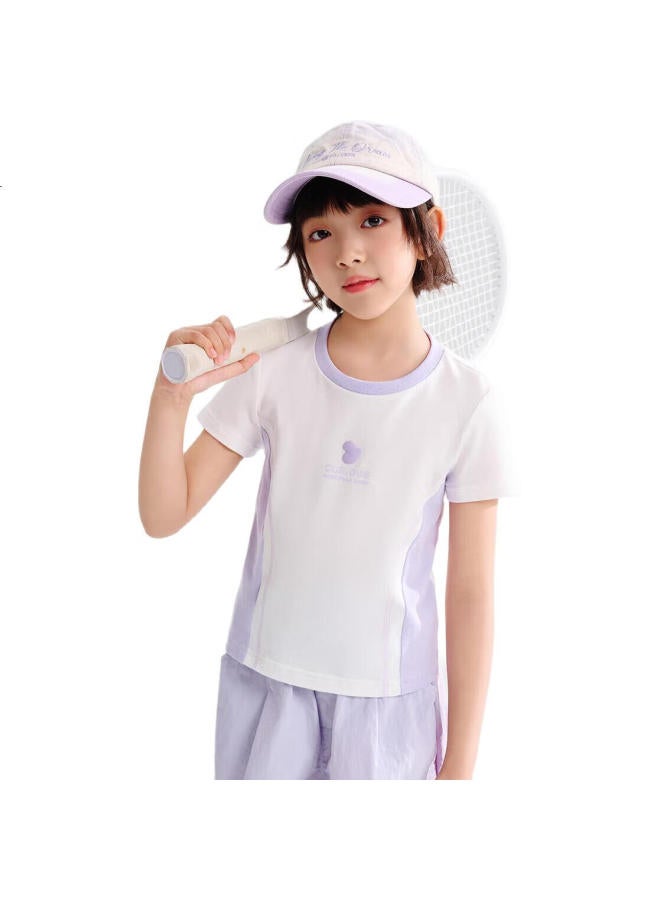 Qq Duck Girls' Short-Sleeve T-Shirt, Children'S Top, Fresh And Sweet Summer Wear, Youth Clothing, Energetic Young Girl, White; 160 - Image 2