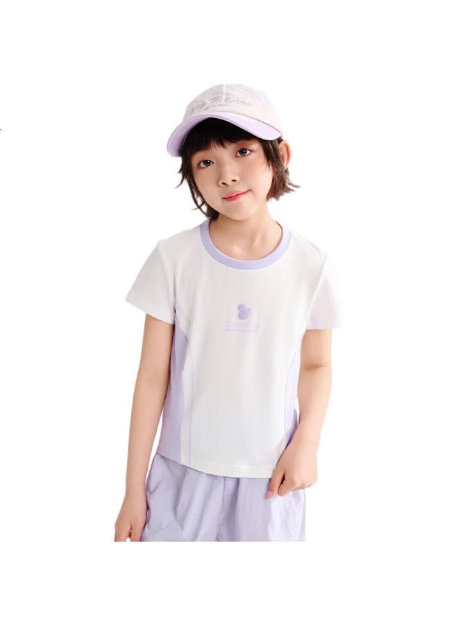 Qq Duck Girls' Short-Sleeve T-Shirt, Children'S Top, Fresh And Sweet Summer Wear, Youth Clothing, Energetic Young Girl, White; 160 - Image 1