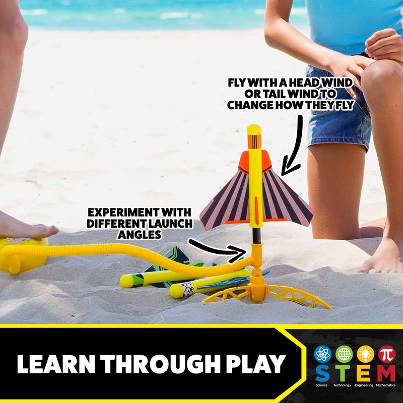 Stomp Rocket Stunt Plane Launcher Toy for Kids - 3 Foam Airplane Toy Soars Over 100 Feet - Unique Tricks & Adjustable Plane Rocket Launcher Stand - Fun Outdoor Toys & Gift for Boys or Girls - Image 4