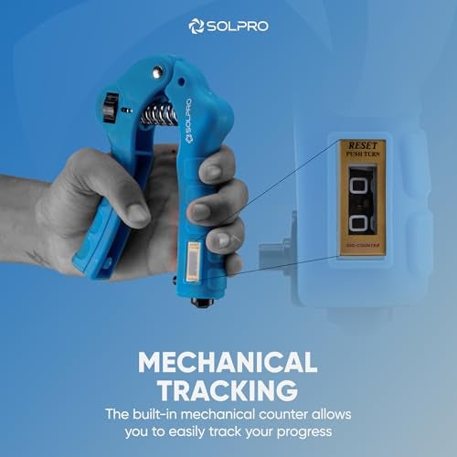Solpro Grippax Adjustable Hand Grip Strengthener with Mechanical Counter for Men & Women | Adjustable 5 to 60 kg Resistance | Forearm, Wrist & Finger Strengthener | Home, Gym & Rehab Workouts (Blue) - Image 3