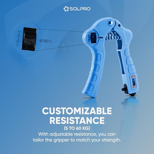 Solpro Grippax Adjustable Hand Grip Strengthener with Mechanical Counter for Men & Women | Adjustable 5 to 60 kg Resistance | Forearm, Wrist & Finger Strengthener | Home, Gym & Rehab Workouts (Blue) - Image 5