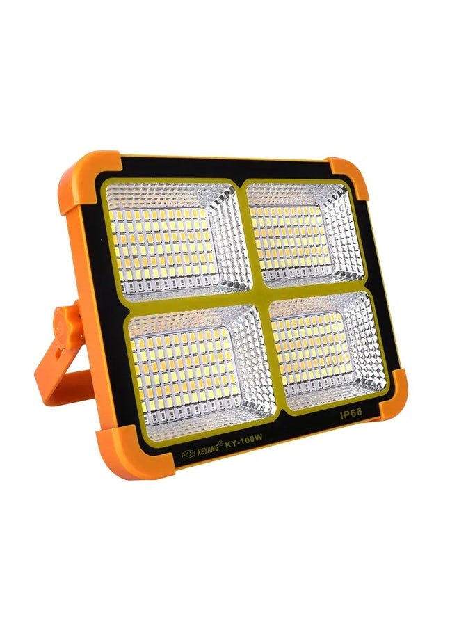 كيانج مصباح عمل LED محمول يعمل بالطاقة الشمسية وبطارية ليثيوم، 264 مصباح LED، مقاوم للماء IP66، مصباح كشاف قابل لإعادة الشحن بالطاقة الشمسية وUSB مع وميض تحذيري أحمر/أزرق، شاحن جوال للطوارئ للتخييم وموقع العمل وإصلاح السيارات KY-100W - Image 2