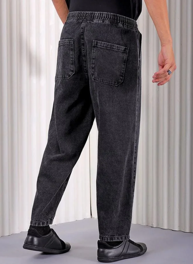 The Indian Garage Co  Men Barrel Loose Fit Solid Jeans for Men | Best Price UAE
