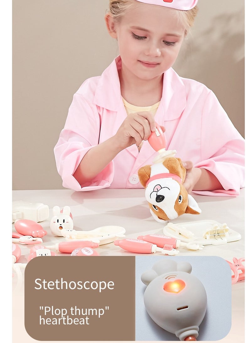 42 PCS Kids Doctor Role Play Set, Complete Pretend Medical Kit with Toy Medicine Box, Fun Doctor Playset for Toddlers (Pink) - Image 3