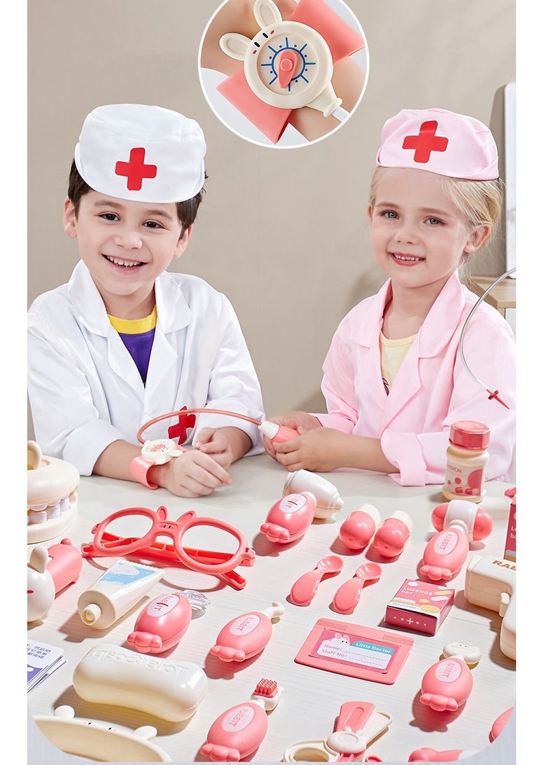 42 PCS Kids Doctor Role Play Set, Complete Pretend Medical Kit with Toy Medicine Box, Fun Doctor Playset for Toddlers (Pink) - Image 1