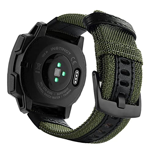 Abanen 22mm Nylon Military Style Watch Bands for Garmin Instinct 3 45mm/ 2 Solar, Woven Fabric Durable Wristband Strap for Instinct E 45mm/ Tactical/Tide/Esports (Green) - Image 1