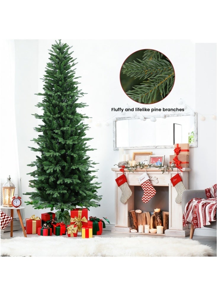 جيجيرو شجرة عيد الميلاد النحيفة بطول 6.9 قدم، مع أوراق واقعية من البولي إيثيلين، شجرة عيد الميلاد الصناعية، ديكور منزلي داخلي، 1025 طرفًا من البولي فينيل كلوريد والبولي إيثيلين بمظهر طبيعي، فروع مفصلية، حامل معدني - Image 4