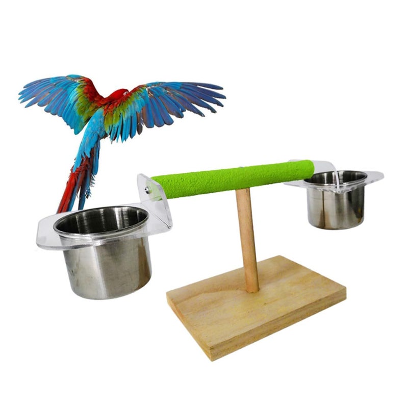 Large Natural Wood Parrot Stand Play Gym Toy Bird Climbing Playstand Safe Material - Image 3