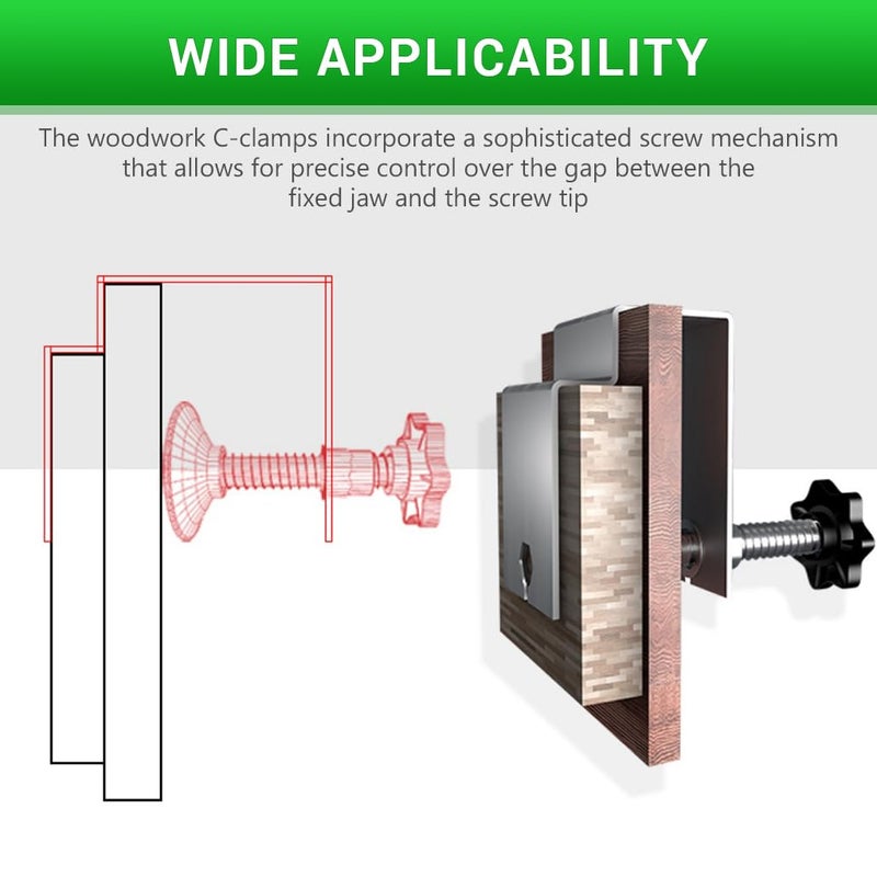 Serplex 2PCS C Clamps Drawer Fixing Clip ColdRolled Steel Clamps Woodworking Clamps Jig for Cabinet Face Panel Fixing Adjustable Stable Furniture Woodworking Jig for Cabinet Face Panel Fixing - Image 3