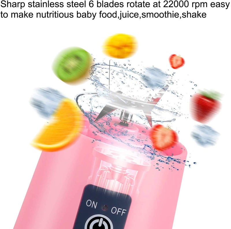 JARAGAR Jaragar Portable Electric USB Juice MakerJuicer Bottle Blender Grinder Mixer4 Blades Rechargeable Bottle Multicolor  - Image 5