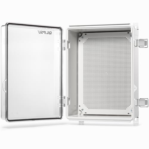 QILIPSU Waterproof Junction Box IP67 Outdoor Plastic Electrical Project Enclosure Weatherproof with Mounting Plate, Wall Brackets, Hinged Clear Cover 16.1"x12.2"x7.1" CC - Image 1