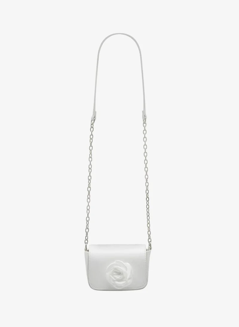 Flora Bella By Shoexpress WHITE Floral Accent Crossbody Bag With Chain Strap for Women | Best Price UAE