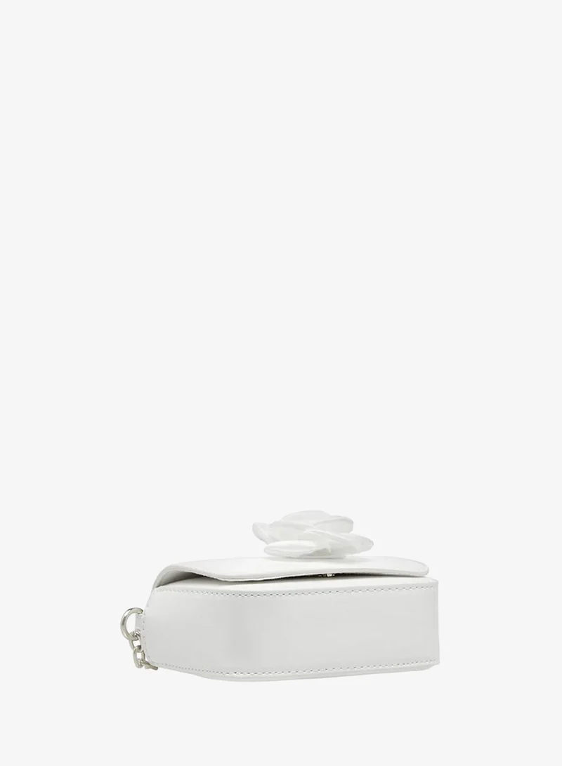 Flora Bella By Shoexpress WHITE Floral Accent Crossbody Bag With Chain Strap for Women | Best Price UAE