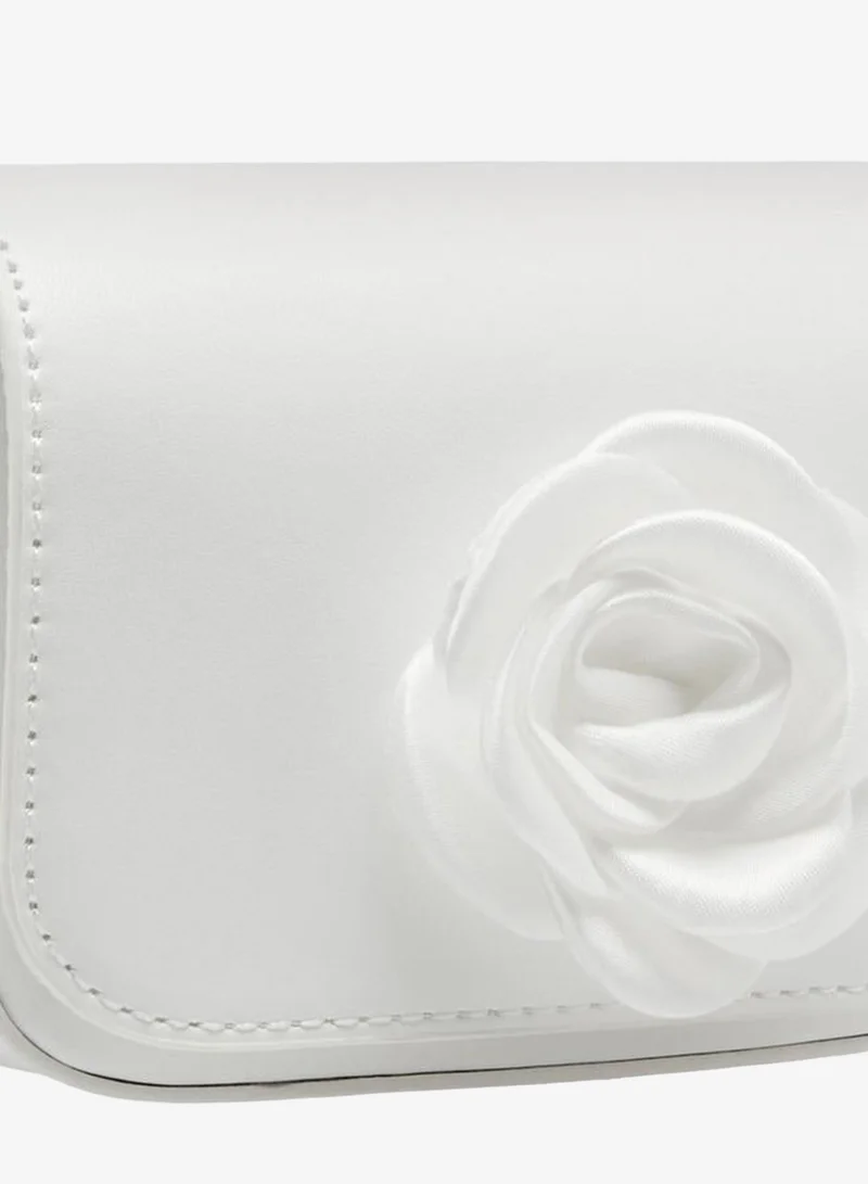 Flora Bella By Shoexpress WHITE Floral Accent Crossbody Bag With Chain Strap for Women | Best Price UAE