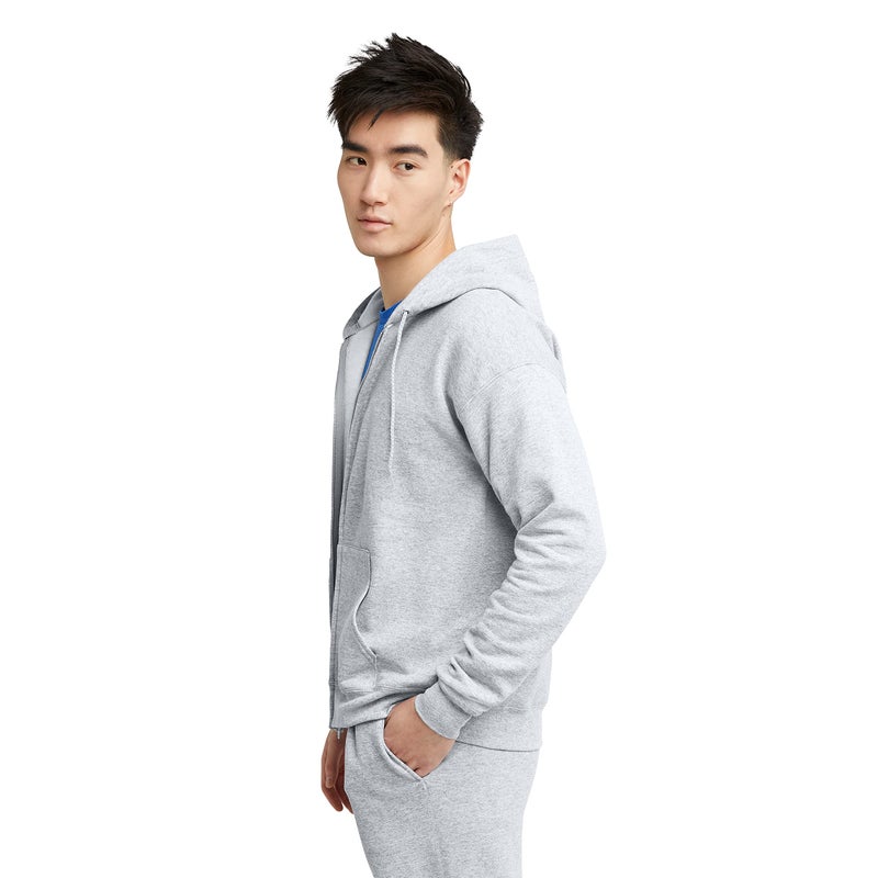 Hanes Mens Hoodie Ecosmart Fleece Fullzip Zipup Hooded Sweatshirt For Ash XLarge US - Image 4