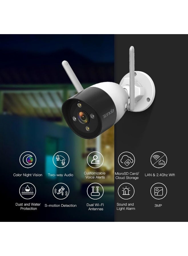 Tenda CT6 2K Wi-Fi Home Security Cameras - Built-in Night Vision with External Flashlights, Dual Antennas, AI Motion Detection, Dual Audio, IP66 Dust and Water Resistant, H.265, Security Cam - Image 2