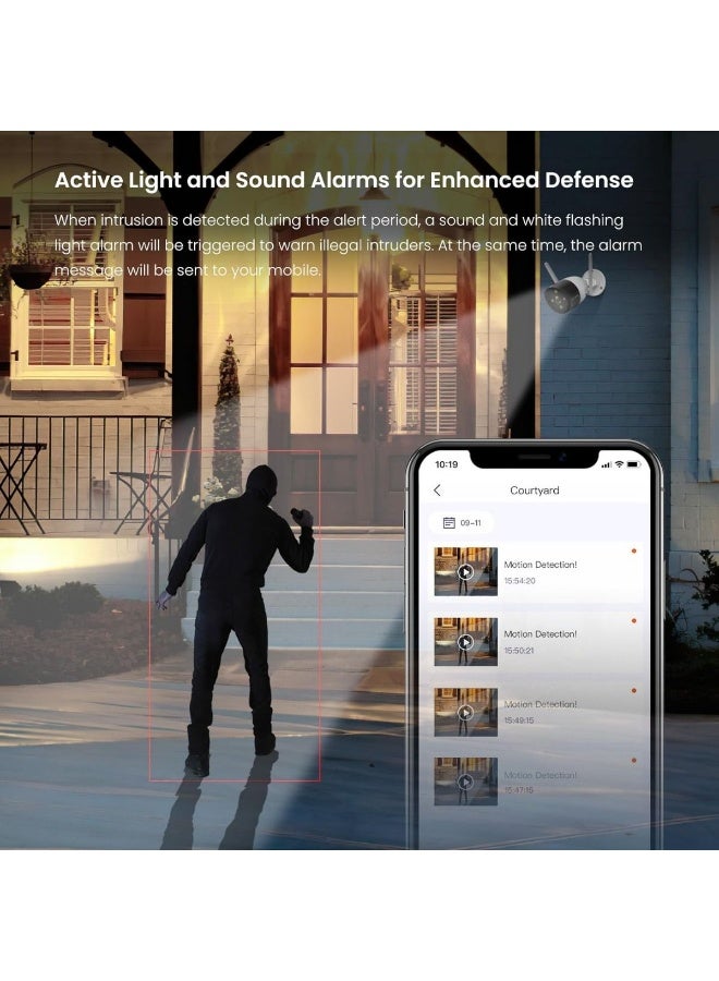 Tenda CT6 2K Wi-Fi Home Security Cameras - Built-in Night Vision with External Flashlights, Dual Antennas, AI Motion Detection, Dual Audio, IP66 Dust and Water Resistant, H.265, Security Cam - Image 5