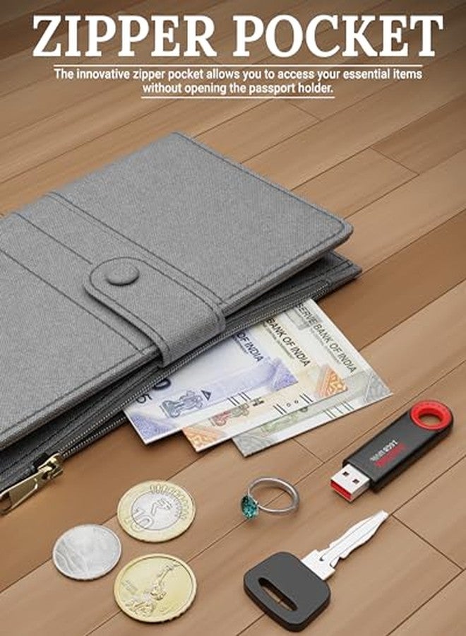 FEDUS Premium Passport Holder for Men, Passport Holder for Women Passport Cover Case Wallet with Card Holder, ID Card, Ticket,Boarding Pass Slots RFID Protected Travel Accessories Organiser Grey - Image 5