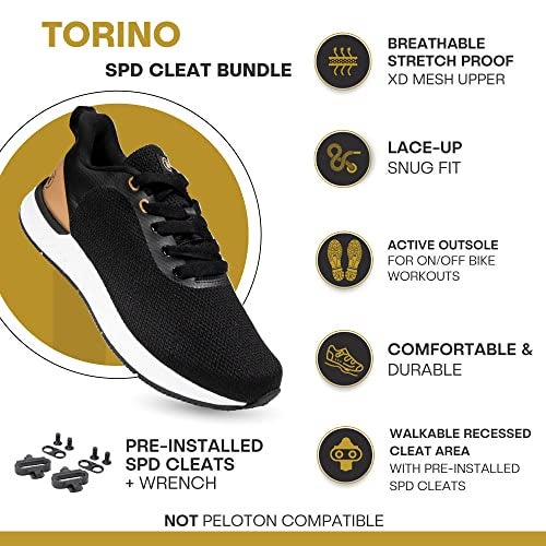 Tommaso Torino Ready-to-Ride Mens SPD Cycling Shoes with Pre-Installed SPD Cleats, Works for Most Road Bikes & Indoor Spin Studios—Wide Cycling Shoes for Mens Bicycle—Black—Size 9US—42.5EU - Image 2