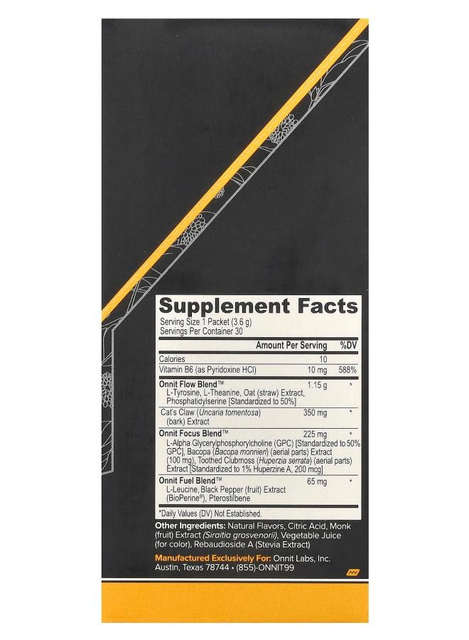 Onnit Alpha Brain® Instant Peach 30 Packets 0.13 oz (3.6 g) Each - Image 2