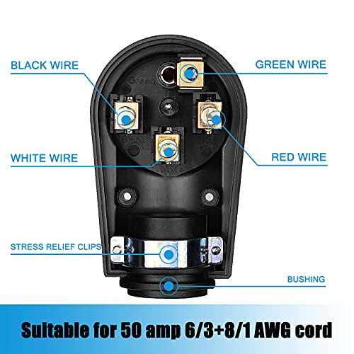 Suplevel 50 Amp RV Plug, NEMA 14-50P 125/250 Volt Heavy Duty Replacement Male Plug with Ergonomic Handles for RV, EV, Generator Cord, ETL Listed - Image 5