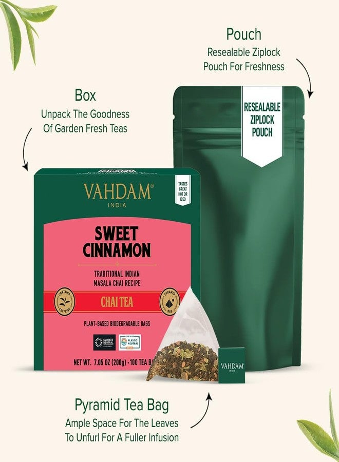 VAHDAM Sweet Cinnamon Chai Tea Bags (100 Count) | 100% Natural Spices | Spiced Masala Chai with Natural Cinnamon | Aromatic & Rich Flavor | Hot or Iced Brew - Image 3