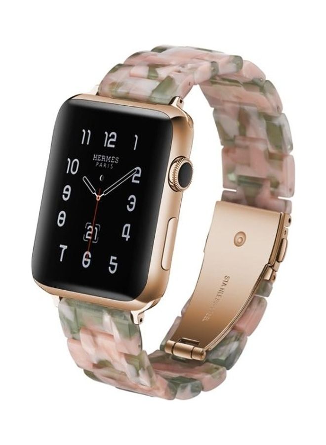 NIBEMINENT Simple Fashion Resin Strap for Apple Watch Series 5/4/3/2/1 38- 40mm Pink/Green - Image 1