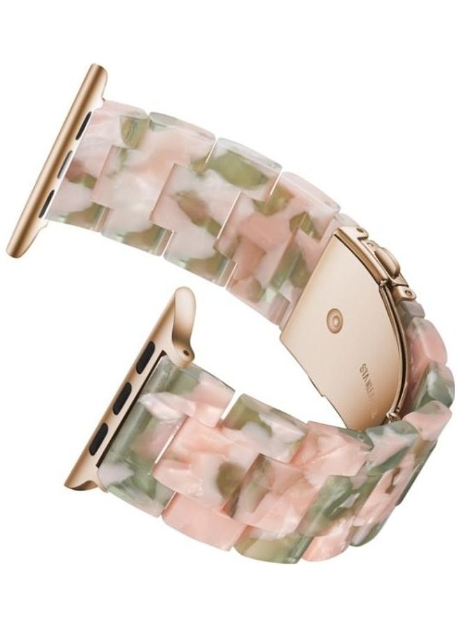 NIBEMINENT Simple Fashion Resin Strap for Apple Watch Series 5/4/3/2/1 38- 40mm Pink/Green - Image 3
