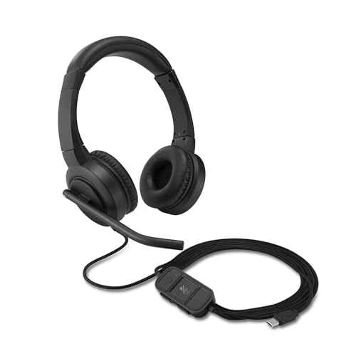 Kensington سماعة كينجستون H1000 USB-C فوق الأذن، ميكروفون دوار 270° لإلغاء الضوضاء، أزرار سريعة للتحكم في الصوت، التشغيل/الإيقاف، كتم الصوت، والانشغال، للكمبيوتر الشخصي/ماك/لابتوب - أسود (K83450WW) - Image 1