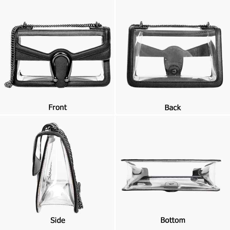 Joryin Clear Bag for Women Stadium Approved Clear Purse Shoulder Bag Crossbody Bag Fashion Small Handbag Clutch Bag Transparent Bag Black - Image 3