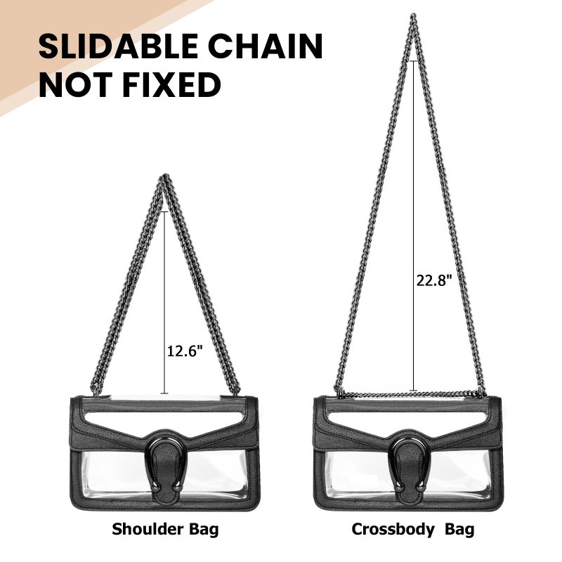 Joryin Clear Bag for Women Stadium Approved Clear Purse Shoulder Bag Crossbody Bag Fashion Small Handbag Clutch Bag Transparent Bag Black - Image 4