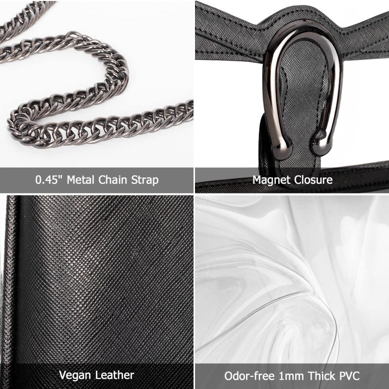 Joryin Clear Bag for Women Stadium Approved Clear Purse Shoulder Bag Crossbody Bag Fashion Small Handbag Clutch Bag Transparent Bag Black - Image 5