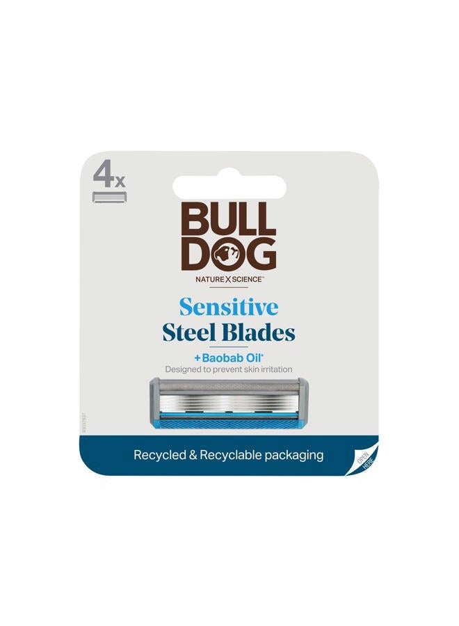 Bulldog Mens Skincare and Grooming Sensitive Skin Razor Blades Refills for Men, 4 Count - Image 1