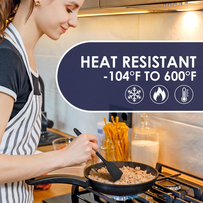 CUZAFO Heat Resistant 600â„‰ Silicone Spatula, BPA Free Mixing Spatulas set Dishwasher Safe for Nonstick Cookware, Black - Image 3