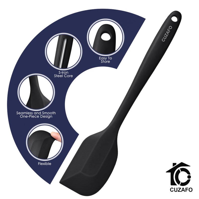 CUZAFO Heat Resistant 600â„‰ Silicone Spatula, BPA Free Mixing Spatulas set Dishwasher Safe for Nonstick Cookware, Black - Image 4