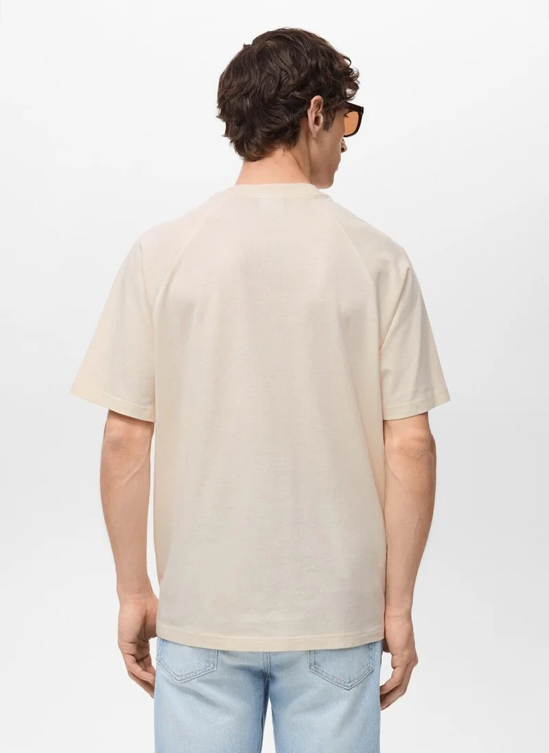 Mango Man Relaxed-fit cotton-linen t-shirt