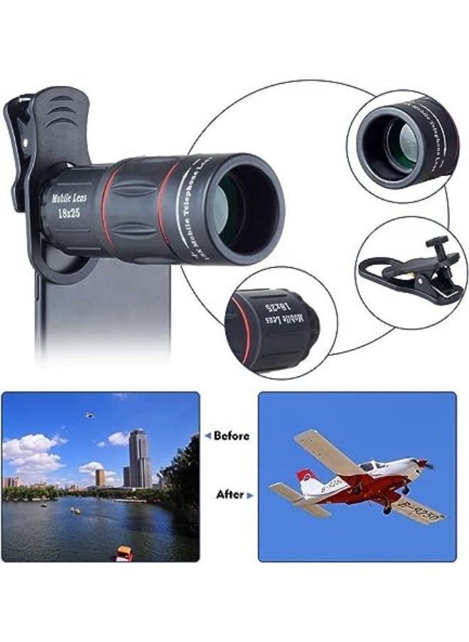VOCXA - APEXEL Cell Phone Lens Universal 18X Optical Zoom Lens Manual Telescope Lens with Clamp for iPhone Samsung and most Android Smartphones - Image 1