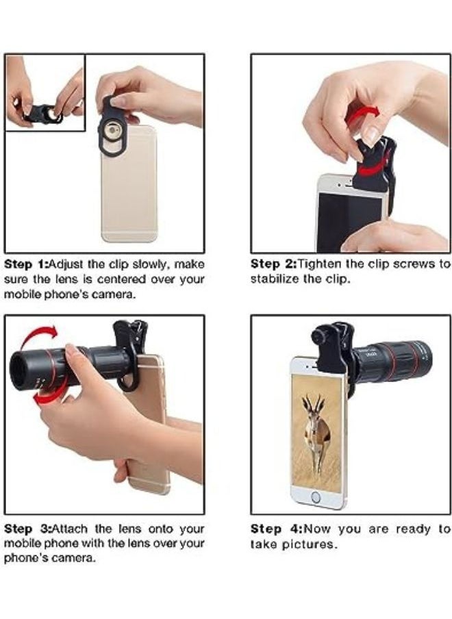 VOCXA - APEXEL Cell Phone Lens Universal 18X Optical Zoom Lens Manual Telescope Lens with Clamp for iPhone Samsung and most Android Smartphones - Image 1