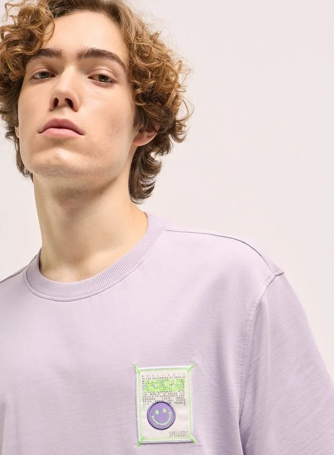 THE BEAR HOUSE  Men's Purple Oversize Graphic Printed Crew Neck T-shirt Perfect For Casual Wear, Gym, Travel, Or Layering Stylish And Versatile Essential For Every Wardrobe for Men | Best Price UAE