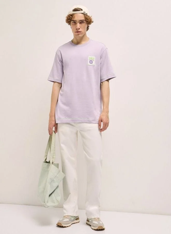 THE BEAR HOUSE  Men's Purple Oversize Graphic Printed Crew Neck T-shirt Perfect For Casual Wear, Gym, Travel, Or Layering Stylish And Versatile Essential For Every Wardrobe for Men | Best Price UAE