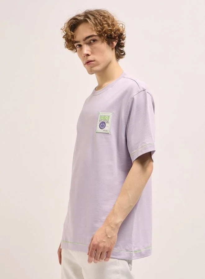 THE BEAR HOUSE  Men's Purple Oversize Graphic Printed Crew Neck T-shirt Perfect For Casual Wear, Gym, Travel, Or Layering Stylish And Versatile Essential For Every Wardrobe for Men | Best Price UAE